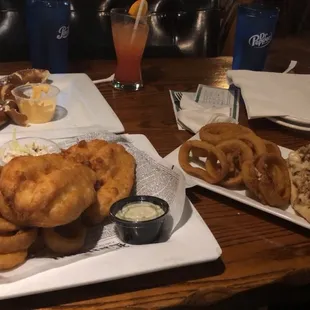 Fish with onion rings! An occasion chicken Philly with onion rings!