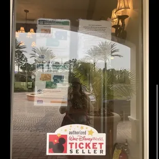 a ticket in a window