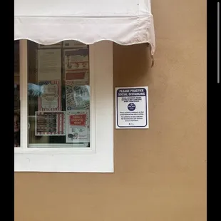 a window with a sign on it