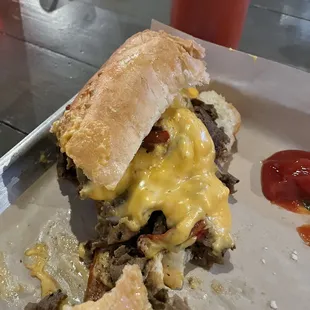 Half my Philly cheesesteak so good