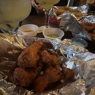 Wings with garlic butter on the side