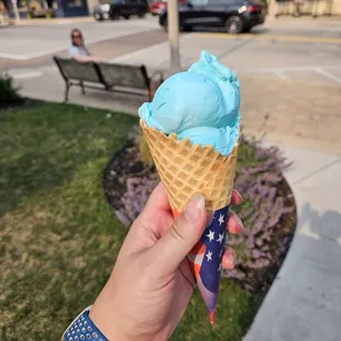 Blue Moon Waffle Cone (this was a single scoop)