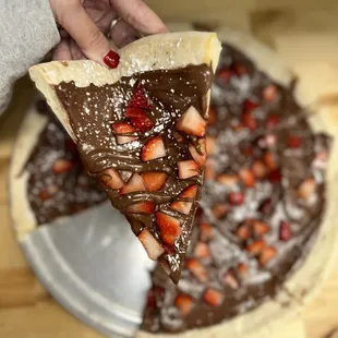 a slice of chocolate pizza