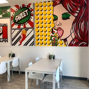 a mural of a woman and a corn cob