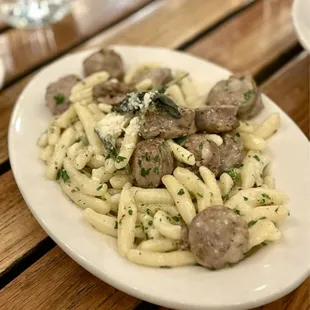 House-Made Cavatelli with Hot Sausage and Browned Sage Butter.