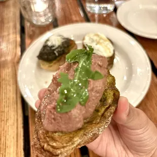Chicken Liver Mousse Crostini.