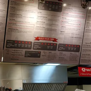 Pizza menu.