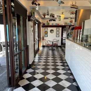 a checkered floor