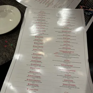 menu