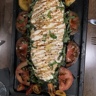 Stretched mozzarella.... Sooooooo good! Enough for our table of four to share.