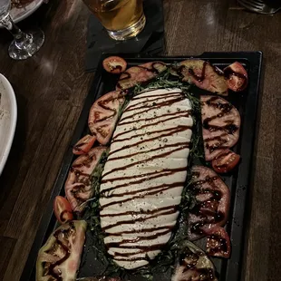 Cold mozzarella-- supposedly fresh and stretched... Ours was cold and congealed