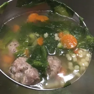 Homemade Italian Wedding Soup, a different made-fresh-from-scratch soup each day (seasonally)