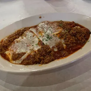 Ravioli with meat sauce