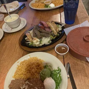 Parillada fajitas and cheese enchiladas..