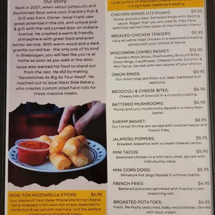 Menu as of 10/7/2023