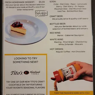 Menu as of 10/7/2023