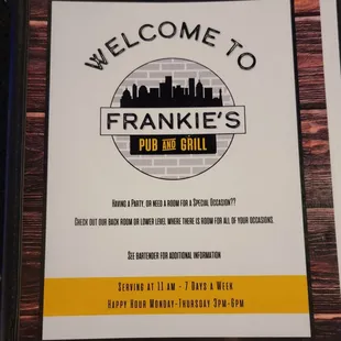 Menu as of 10/7/2023