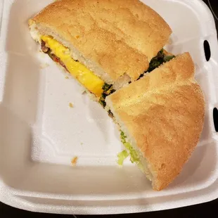 Half of the Cheeseburger I brought home. Delicious!