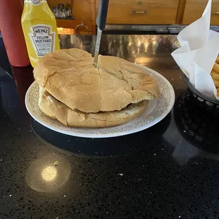 Huge blue eyes burger.