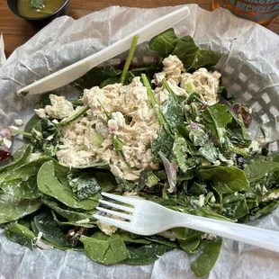 I discovered yet another thing I love here, salad of the day (spinach) with a scoop of tuna salad, so good!