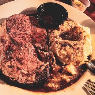 Prime Rib with Au Jus topped mashed potatoes. Amazing.