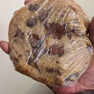 The chocolate chunk cookie as big as my hand