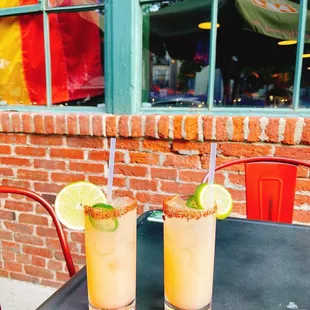 Small patio outside. Spicy margs are strong!