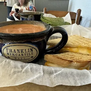 Grilled cheese with tomato basil soup