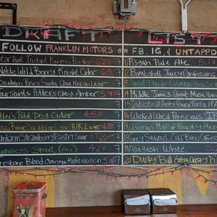 Draft beer menu.