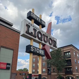 a sign for a liquor store