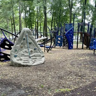 Fun playground with inclusive pathways to play, bathrooms, shelter houses, trails, ball fields--fun for all ages!