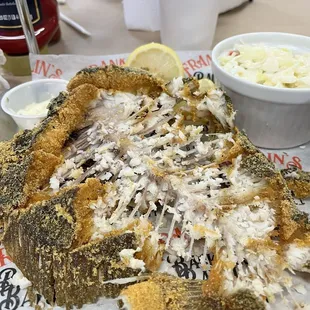 Finished fried flounder