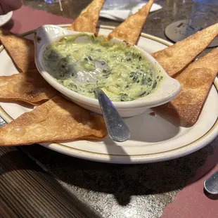 Spinach and artichoke dip with Tortilla Chips