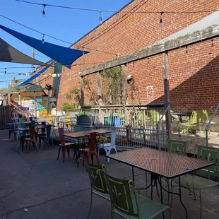 tables and chairs outside