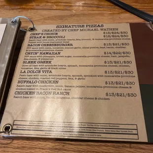 Signature pizzas