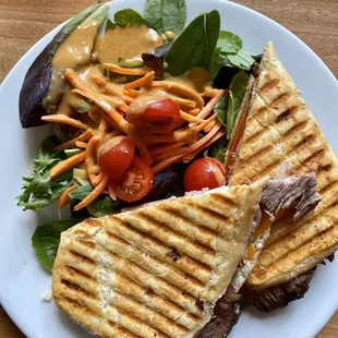 Grilled Flank Steak with Sharp Cheddar Cheese Panini.