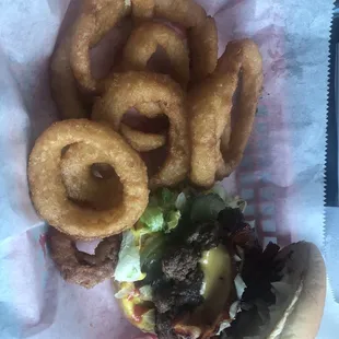 Bacon Cheeseburger with Onion Rings