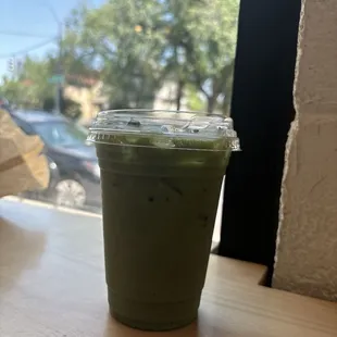 Iced oat matcha