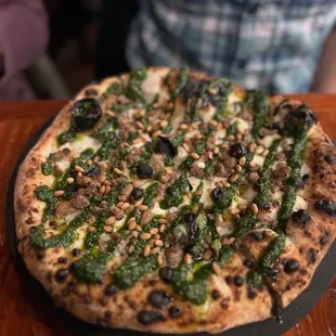  a close up of a pizza