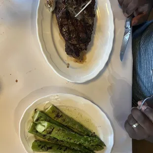 Ribeye and jumbo asparagus