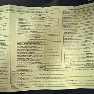 a menu on a table
