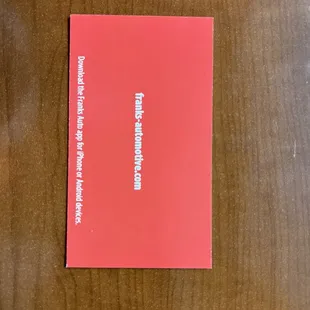 Business card-back