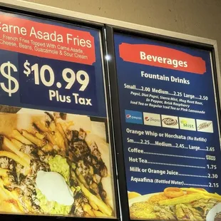 menu: beverages &amp; fries special
