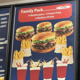 family pack price (menu)