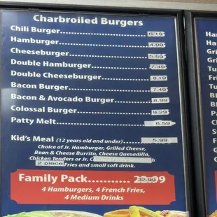 menu : burgers
