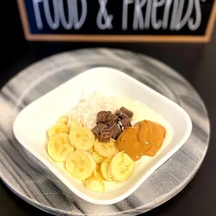 a plate of food and friends