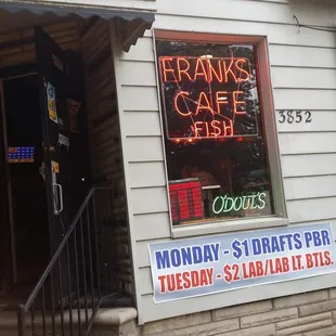 the front of the restaurant