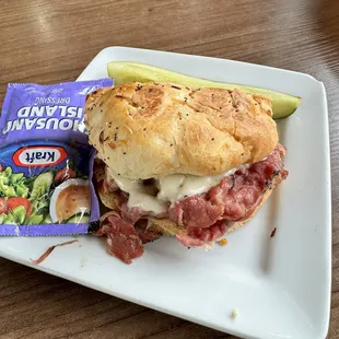 Pastrami on onion roll