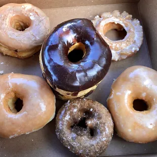 a variety of donuts in a box