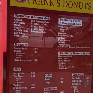 May 2022 drive thru menu
